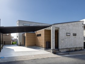 モダンで都会的な雰囲気の住宅に合わせた外構工事のデザイン。洗練された印象です。